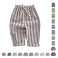 thumbnail image 1 of Bmisegm Toddler Girl Pants Minimalist Striped Elastic Waist Daily Kids Trousers for Baby Girl without Pockets Age 1-4 01_Light Purple,6-9 Months, 1 of 3