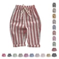 thumbnail image 1 of Bmisegm Toddler Girl Pants Minimalist Striped Elastic Waist Daily Kids Trousers for Baby Girl without Pockets Age 1-4 01_Red,12-18 Months, 1 of 3