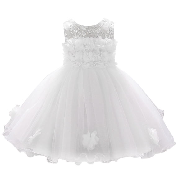 Bmisegm Toddler Girls Dress Birthday Gown Pageant Floral Bridesmaid Baby Wedding Party Outfits White