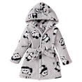 thumbnail image 1 of Bmisegm Toddler Pajamas Kids Cartoon Hooded Flannel Bathrobe Toddler Robe Pajamas Sleepwear for Boys and Girls Thickened Robe Age 1-8 Sleepwear for Boys Gray 7-8 Years, 1 of 8