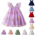 thumbnail image 1 of Bmisegm Toddler Summer Dress Baby Girl Strap Floral A Line Dress Sleeveless Beach Butterfly Sundress for Toddler Girl, 1 of 5