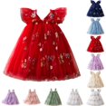 thumbnail image 1 of Bmisegm Toddler Summer Dress Baby Girl Strap Floral A Line Dress Sleeveless Beach Butterfly Sundress for Toddler Girl, 1 of 5