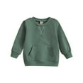 thumbnail image 1 of Bmisegm Toddler Sweatshirt Long Sleeve Solid Pullover Top with Pocket Cute Tops for Boys and Girls Kids Casual,Green,12-18 Months, 1 of 3