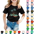 thumbnail image 1 of Bmisegm Toddler T Shirts Boys Girls Island Print Casual T Shirt Fashion Kids Comfort Fit Top for Beach Daily Wear Ages 3-12Y Beach Tops 05_Black,18-24 Months, 1 of 5