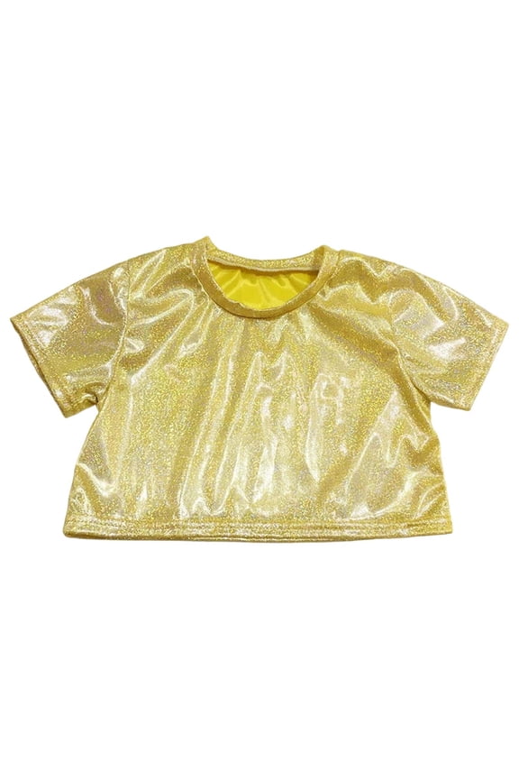 Tops for Teen Girls and Shine Girls Performance Top Glitter Sequin Stretch Crop Tee for Dance Gymnastics Cheerleading Party Girls Tops 5-6 Years 110