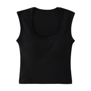 Bmisegm Tops For Girls Square Neck Crop Top Short Sleeve Tee Shirt Summer Casual Fashion Basic Ribbed Knit Stretch Fit Comfortable Daily Wear Girls Tops Tees & Blouses 13 years M