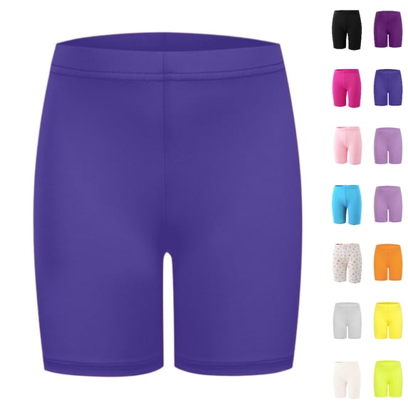 Bmisegm Under Dress Shorts Girls Summer Elastic Waist Casual Play Pants Toddler Kids 3-12 Years Girls Shorts Dark Purple 7-8 Years