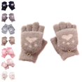 thumbnail image 1 of Bmisegm Warm Gloves Convertible Flip Design Cat Cartoon Button Closure for Kids Boys Girls Thermal Gloves Khaki 7-18 Years, 1 of 4