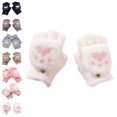 thumbnail image 1 of Bmisegm Warm Gloves Convertible Flip Design Cat Cartoon Button Closure for Kids Boys Girls Thermal Gloves White 7-18 Years, 1 of 4