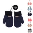 thumbnail image 1 of Bmisegm Winter Gloves Kids Detachable Lanyard Double Layer Thermal Knitted Mittens Soft Cold Weather Handwear Navy, 1 of 5