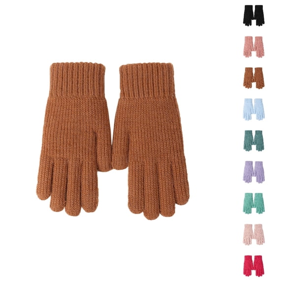 Bmisegm Winter Gloves Women Knitted Winter Thread Outdoor Windproof Cold Warm Hand Mittens Coffee