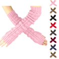 thumbnail image 1 of Bmisegm Winter Gloves Women Long Knitted Fingerless Wrist Warmers Textured Hand Mittens Cold Weather Arm Sleeves Pink, 1 of 5