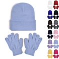 thumbnail image 1 of Bmisegm Winter Hats for Kids Soft Hat with Mittens Boys Girls Toddler Cold Weather Lined Cap Set, 1 of 6
