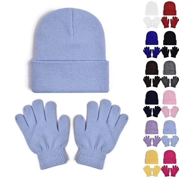 Bmisegm Winter Hats for Kids Soft Hat with Mittens Boys Girls Toddler Cold Weather Lined Cap Set