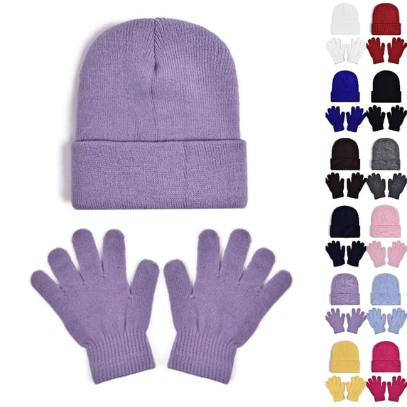 Bmisegm Winter Hats for Kids Soft Hat with Mittens Boys Girls Toddler Cold Weather Lined Cap Set