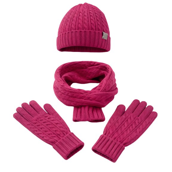Bmisegm Winter Scarf Hat and Gloves Set for Cozy Everyday Wear with Soft Thermal Knit Comfort Rd2_04 One Size