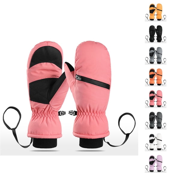 Bmisegm Winter Ski Mittens for Men Women Insulated Thermal Waterproof Winter Ski Warm Mittens Unisex Cold Weather Grip Pink M