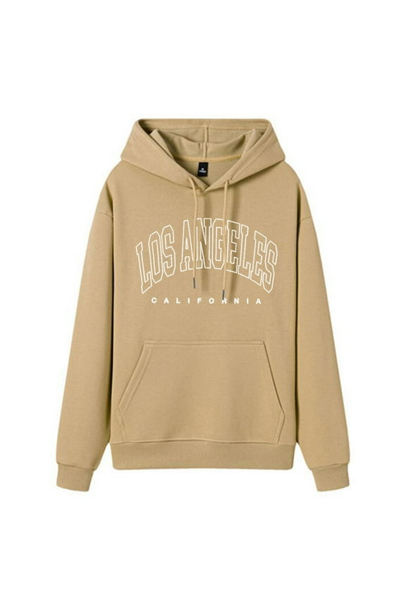 Women Casual Fashion Letter Print Hoodies for Women Graphic Drawstring Pullover Preppy Style Khaki S