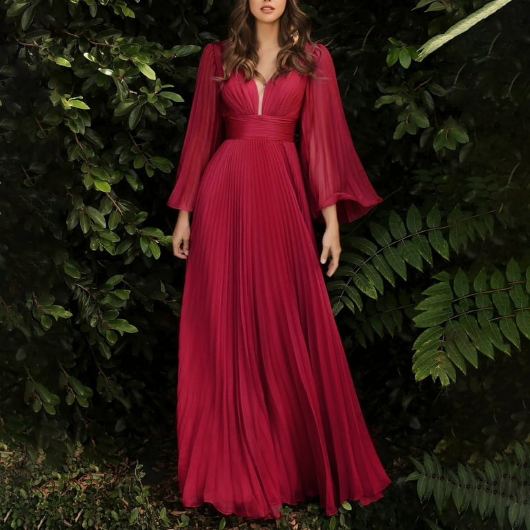 Ocean of elegance wine red maxi dress 2025