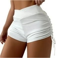 thumbnail image 1 of Bmisegm Women Plus Size Solid&Print Hight Waist Brazilian Bottom Swimwear Briefs Beachwear Bottom Side Tie Thong Bathing Sports Yoga Shorts Skirt Swimbottom Summer Womens Bikini White M, 1 of 7