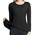 thumbnail image 1 of BYHONG Women Solid Thermal Top Long Sleeve Round Neck Pullover T Shirt Base Top Warm Clothing Women Black M, 1 of 4