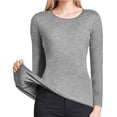 thumbnail image 1 of Bmisegm Women Solid Thermal Top Long Sleeve Round Neck Pullover T Shirt Base Top Warm Clothing Women Grey S, 1 of 4