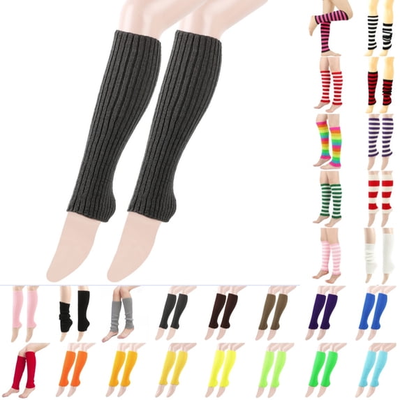 Bmisegm Women Winter Autumn Warm Stacked Socks Solid Fashionable Classic Knitted Leg Warmers Grey_002