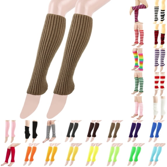 Bmisegm Women Winter Autumn Warm Stacked Socks Solid Fashionable Classic Knitted Leg Warmers Khaki_002