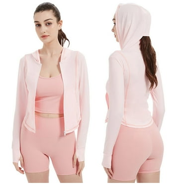 Bmisegm Women's Athletic Jackets Workout Jacket Full Zip up Running Gym Yoga Sports to ps with Pockets Anorak Jacket Women Light Pink M