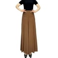 thumbnail image 1 of Bmisegm Women's Casual Flare Pants Stylish Wide Leg Trousers with Button Detailing for Work and Everyday Wear Brown M, 1 of 4