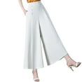 thumbnail image 1 of Bmisegm Women's Casual Flare Pants Stylish Wide Leg Trousers with Button Detailing for Work and Everyday Wear White M, 1 of 4