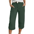 thumbnail image 1 of Bmisegm Women's Casual Pants High-Waisted Comfortable Drawstring Trousers for Everyday Wear and Outfits Dark Green_002 M, 1 of 5