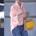thumbnail image 1 of Bmisegm Women's Casual Solid Color Elegant Long Sleeve Blouse Long Sleeve Shirt V Neck Tunic Tops, Size M, 1 of 5