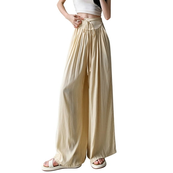 Bmisegm Women's Casual Wide Leg Pants for Everyday Wear - Comfortable Versatile and Stylish for or Rose Gold S