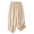 thumbnail image 1 of Bmisegm Women's Casual Wide Leg Plus Size Loose Cropped Pants for Everyday Comfort Beige XXL, 1 of 9