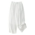thumbnail image 1 of Bmisegm Women's Casual Wide Leg Plus Size Loose Cropped Pants for Everyday Comfort White L, 1 of 7