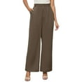 thumbnail image 1 of Bmisegm Women's Casual Wide Leg Trousers High Waist Comfortable Dress Pants Work Pants with Pockets for All Seasons Coffee XL, 1 of 8