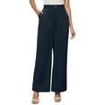thumbnail image 1 of Bmisegm Women's Casual Wide Leg Trousers High Waist Comfortable Dress Pants Work Pants with Pockets for All Seasons Navy XXL, 1 of 7