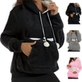 thumbnail image 1 of Bmisegm Women's Fashion Hoodies & Sweatshirts Autumn Winter Thick Hoodie Large Pocket Solid Color Pet Hoodie Sweatshirt Womens Sweatshirts, 1 of 5