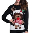 Bmisegm Women's Loose Cartoon Round Neck Pullover Christmas Sweater