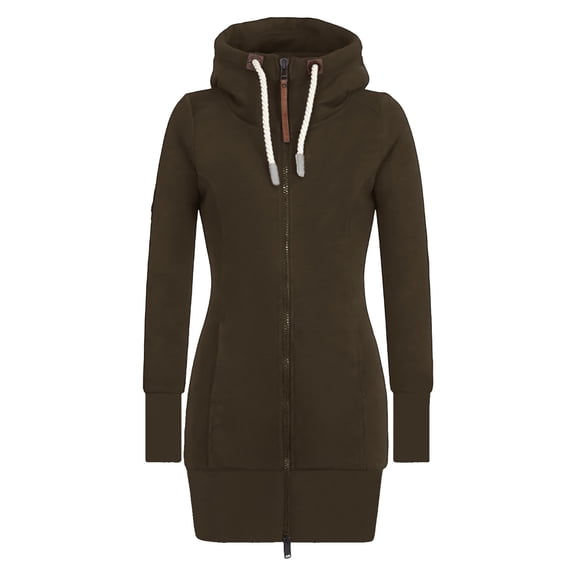 Bmisegm Women's Solid Color High Sweatshirts for Women Drawstring Slim Graceful Blouse Coat Long Sleeve Brown M