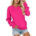 thumbnail image 1 of Bmisegm Women's V Neck Pullover Womens Sweatshirts Soft Long Sleeve Casual Tops for Daily Sports Hot Pink S, 1 of 5