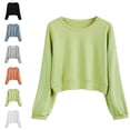 thumbnail image 1 of Bmisegm Womens Crewneck Sweatshirt Crop Design Long Sleeve Loose Drop Shoulder Solid Color Sweatshirt for Women, 1 of 6