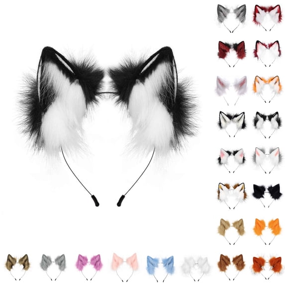 Bmisegm Womens Headbands Handmade Plush Animal Ears Party Supplies Accessories for Halloween Clear