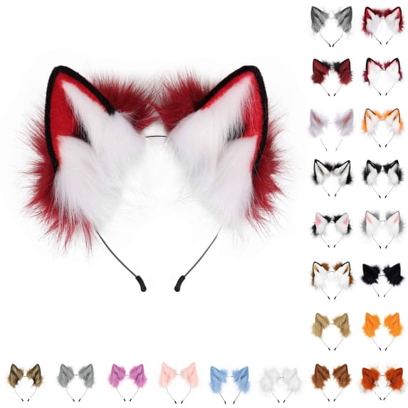 Bmisegm Womens Headbands Handmade Plush Animal Ears Party Supplies Accessories for Halloween Watermelon Red