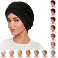 thumbnail image 1 of Bmisegm Womens Headbands Milk Silk Hijab Headband Two Tone Solid Color Head Wrap Braided Design Bandanas for Women Black_001, 1 of 4
