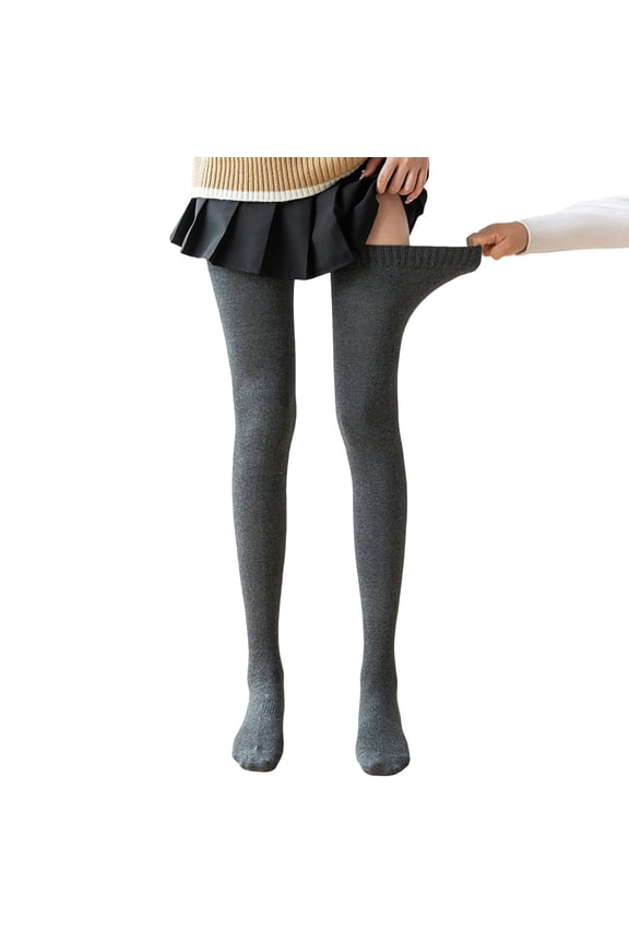 Womens High Socks Opaque Thigh High Stockings Thigts Hosiery Dark Gray One Size