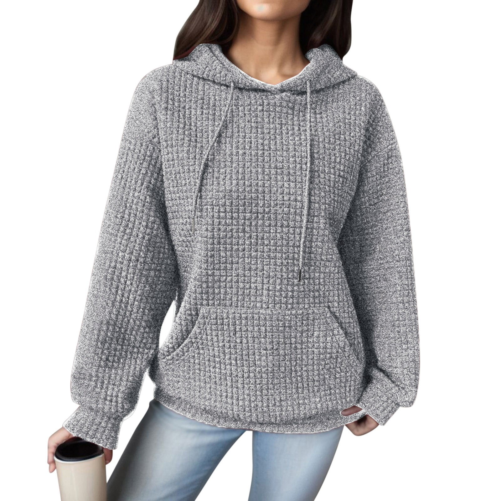 Bmisegm Womens Hoodie with Loose Pullover Long Sleeve Spliced with ...