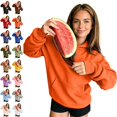 thumbnail image 1 of Bmisegm Womens Hoodies Pullover Drawstring Hood Long Sleeve Front Pocket Earphone Pocket Loose Drop Shoulder Solid Hoodie for Women, 1 of 8
