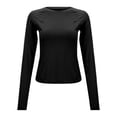thumbnail image 1 of Bmisegm Womens Loose Fit T Shirt Womens Protective Wicking Long Sleeve Yoga Fitness Shirt & Breathable for Running & Sports Ladies Fashion Tops Black S, 1 of 7